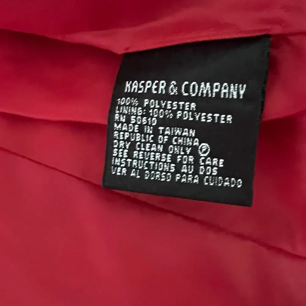 Kasper Company ASL Jacket Women 6 Red Full Zip‎ Blazer Business Office Career